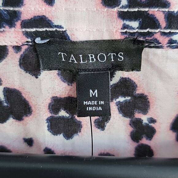 Talbots Pink Animal Print Paisley Trapunto Popover Sleeveless Blouse Size Medium - Picture 3 of 7